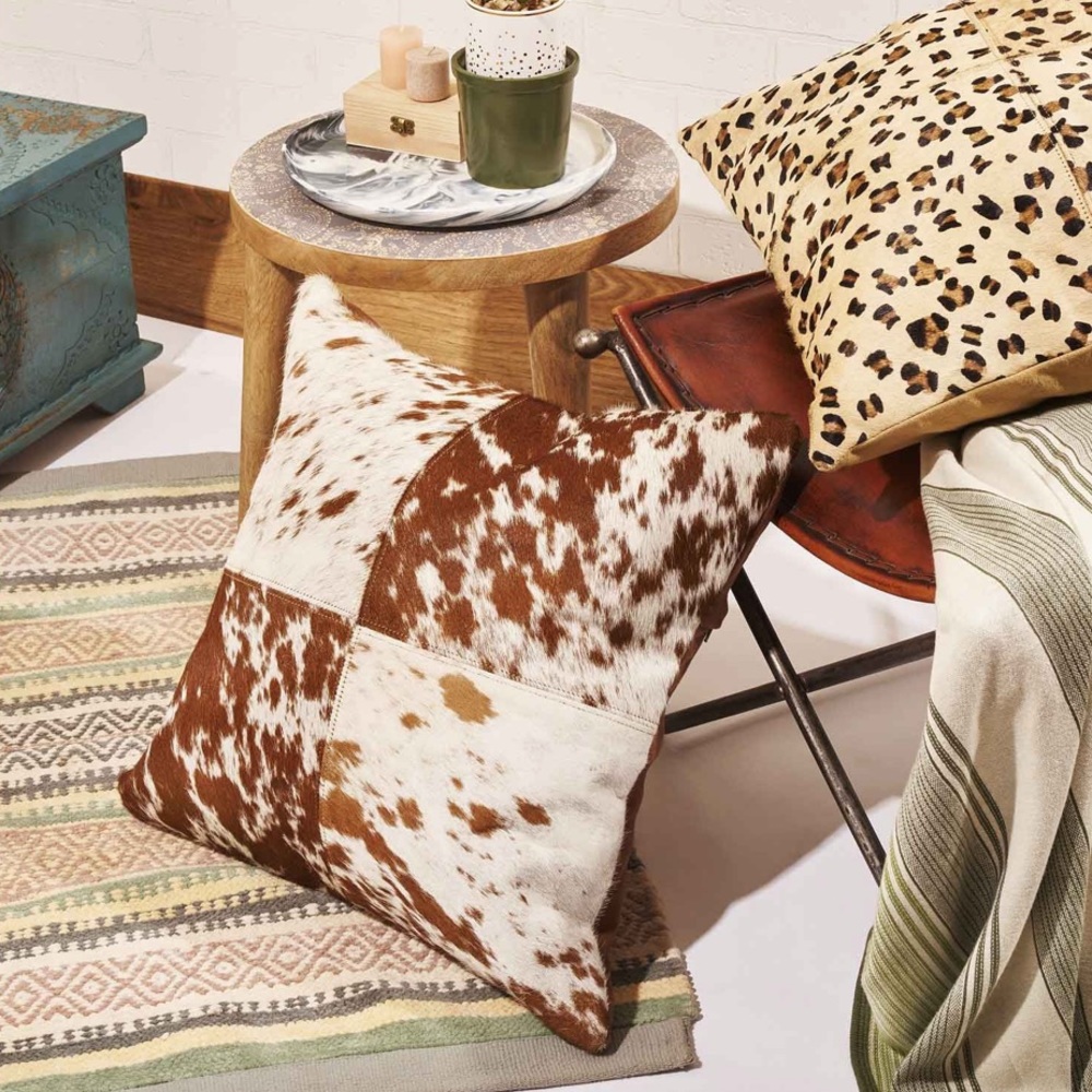 NWT Myra Cowhide Hairon Leather Cushion Pillow Cover - Picture 2 of 8